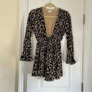 LF | Cheetah Print Tie front romper